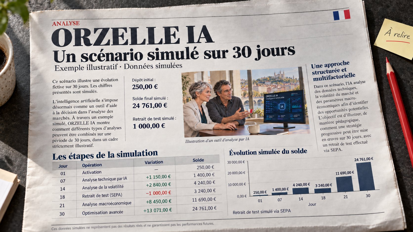 L'évolution de notre compte de test sur 30 jours